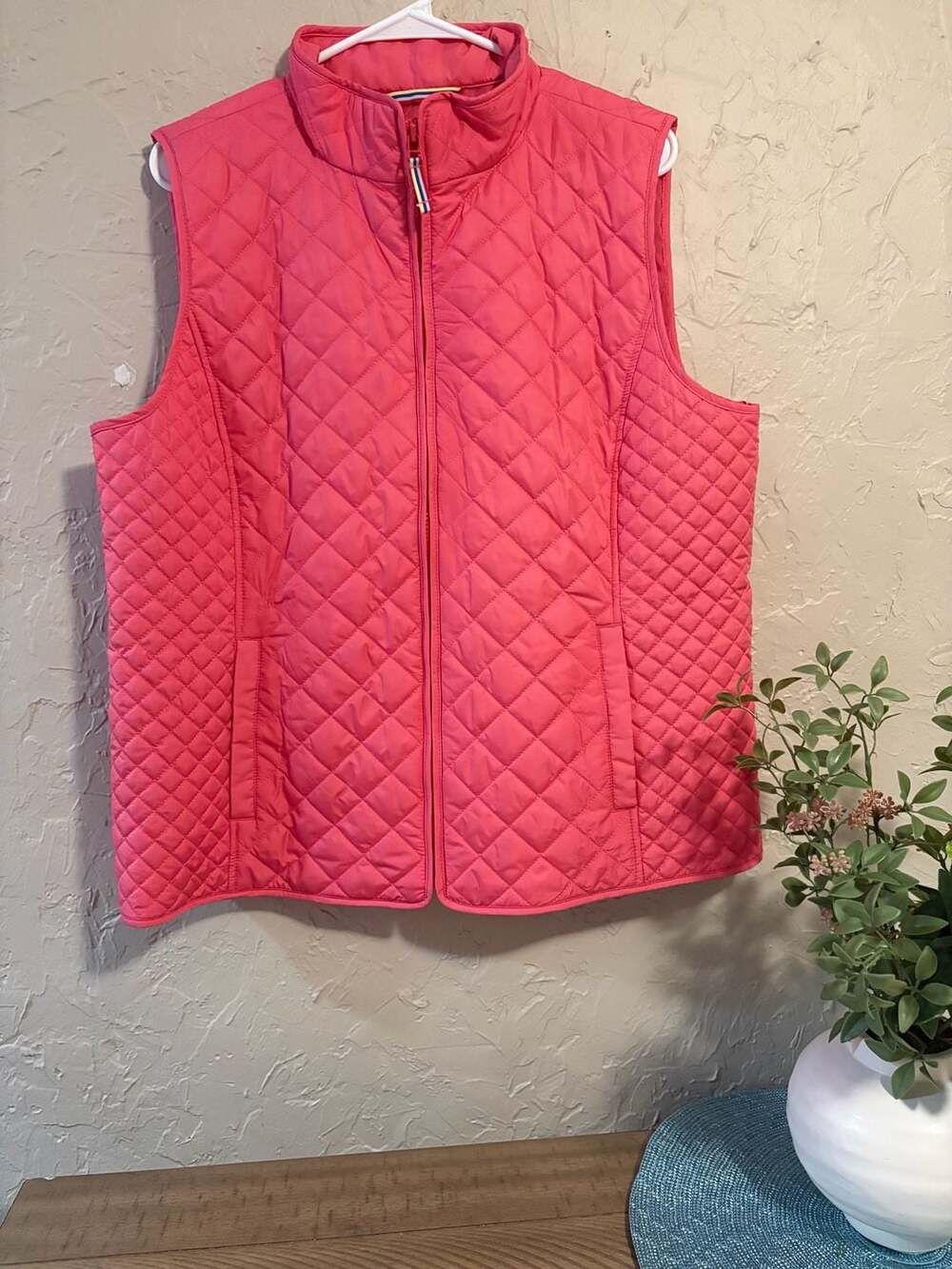 Talbots Petite Quilted Zip-Front Vest Pink XLp
